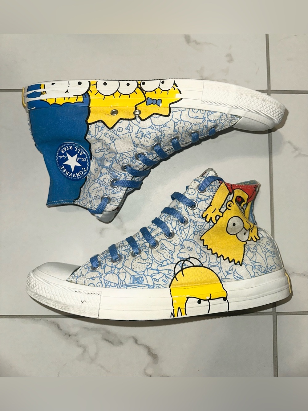 Converse Blue & Yellow High Top The Simpsons Sneakers